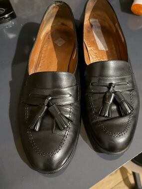 Salvatore Ferragamo Black Leather Tassel Loafers